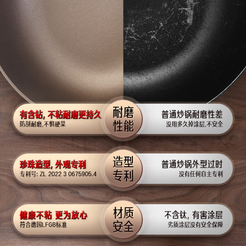 三四鋼（SSGP）不粘鍋炒鍋平底炒菜鍋不沾鍋