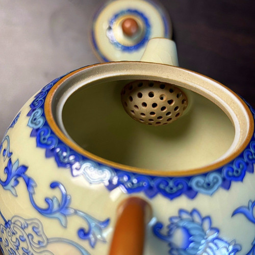 青花黃汝窰繁花琺瑯彩茶具套裝功夫茶具全套茶具茶壺茶盃高檔禮品