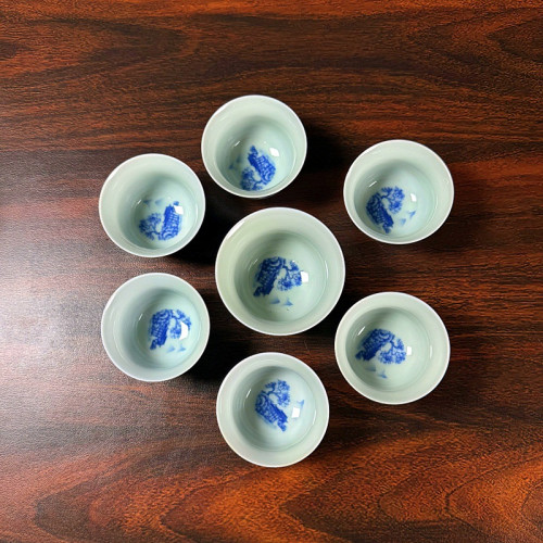 高檔青花瓷手工全套茶具功夫茶具主人盃懸停旋轉三才蓋碗辦公家用