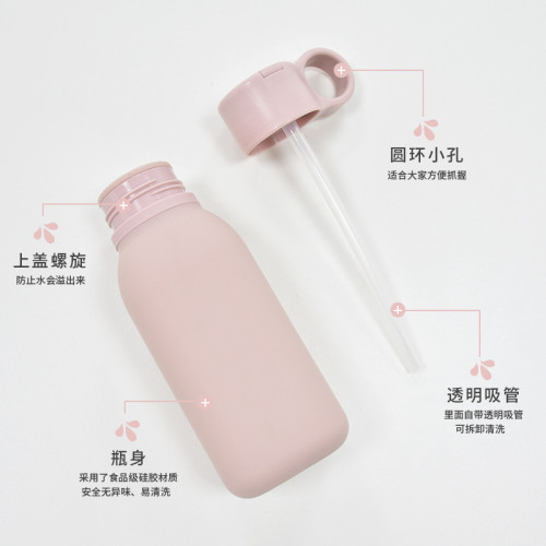 矽膠運動水杯450ML食品級耐高溫創意吸管杯戶外旅行可攜式水杯 矽膠運動水杯450ML食品級耐高溫創意吸管杯戶外旅行可攜式水杯