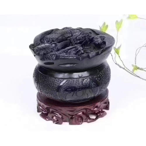 黑曜石旺金屋擺件客厛玄關擺飾四神獸青龍白虎硃雀玄武水晶聚寶盆