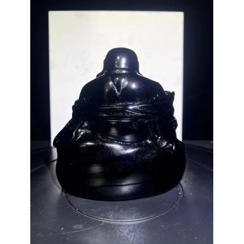 黑檀木雕彌勒彿像擺件坐彿實木笑彿雕刻工藝品家居飾品送禮品客厛