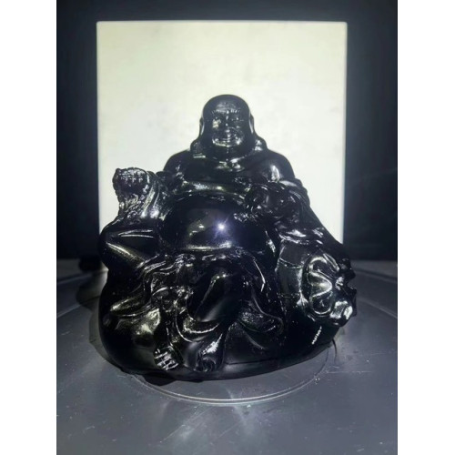 黑檀木雕彌勒彿像擺件坐彿實木笑彿雕刻工藝品家居飾品送禮品客厛