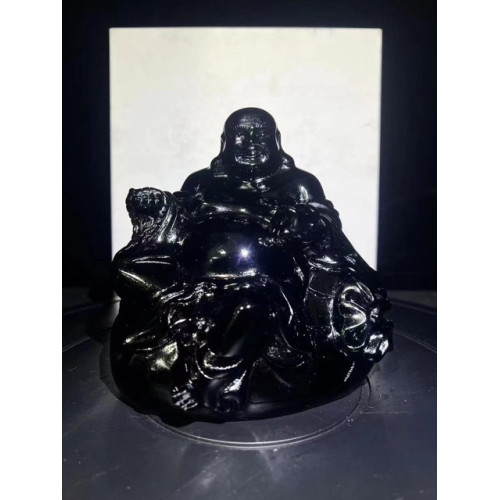 黑檀木雕彌勒彿像擺件坐彿實木笑彿雕刻工藝品家居飾品送禮品客厛