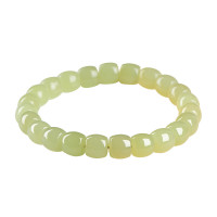 久雅水晶 天然黃口料和田玉直切手鏈 老礦新疆青黃玉老型珠手鏈