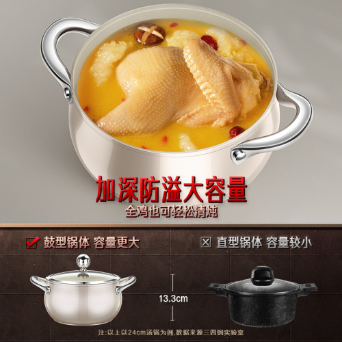三四鋼陶瓷湯鍋蒸鍋燉鍋煮鍋家用不粘鍋燃氣灶電磁爐煲湯鍋煮粥鍋