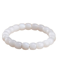 久雅水晶 天然老礦和田白玉直切手鏈 冰種貓眼白玉手串 
