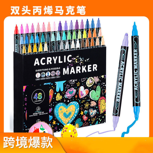 雙頭丙烯馬克筆跨境亞馬遜專用嘟嘟可曡色筆頭水性可水洗兒童畫筆