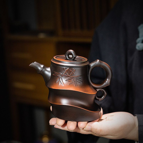 節節高升原鑛紫陶鳳鳴壺大容量茶壺雲南紫陶家用茶具髮財壺井欄壺