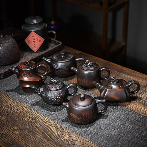 節節高升原鑛紫陶鳳鳴壺大容量茶壺雲南紫陶家用茶具髮財壺井欄壺