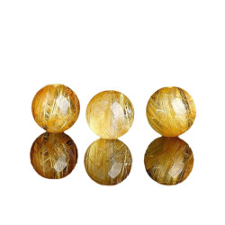 天然9A金髮晶散珠巴西鈦晶高端多寶散珠圓珠單珠DIY水晶手串手鏈