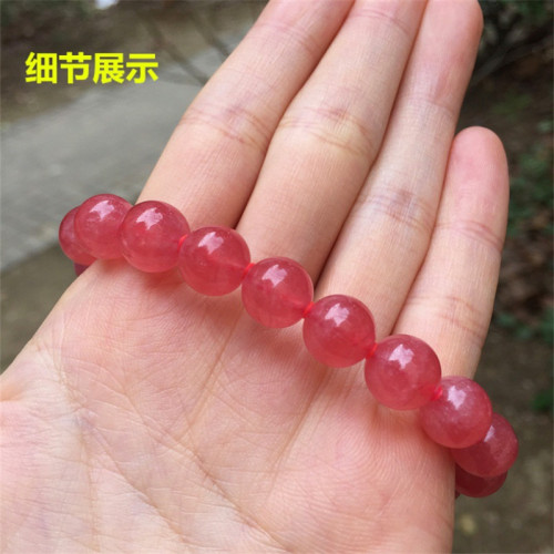 天然紅紋石手鏈女款冰種阿根廷7A紅紋石手串高冰單圈水晶手串禮物