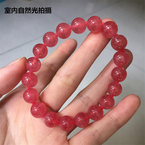 天然紅紋石手鏈女款冰種阿根廷7A紅紋石手串高冰單圈水晶手串禮物