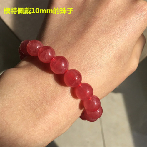 天然紅紋石手鏈女款冰種阿根廷7A紅紋石手串高冰單圈水晶手串禮物