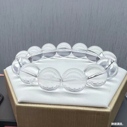 收藏級全淨體天然巴西白水晶手鏈原石打磨圓珠男女白水晶手串批髮