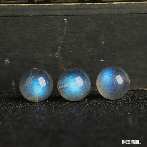 天然水晶6A灰月光散珠半成品藍光拉長石月長石DIY飾品配件月光石