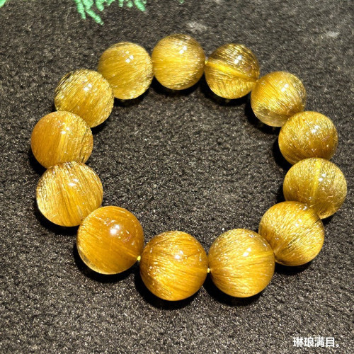 天然巴西鈦晶單珠水晶散珠手鏈配珠7A收藏金髮晶散珠子男女款時尚