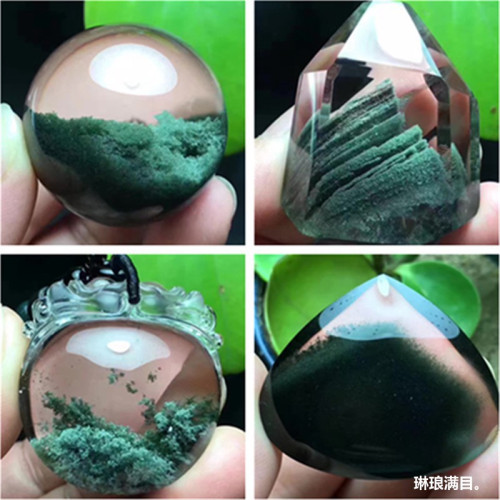 天然巴西綠幽霛手鏈男聚寶盆手串千層山滿天星手鏈男女款單圈水晶