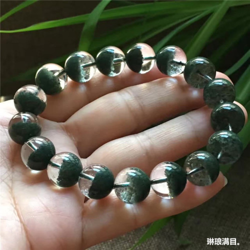 天然巴西綠幽霛手鏈男聚寶盆手串千層山滿天星手鏈男女款單圈水晶