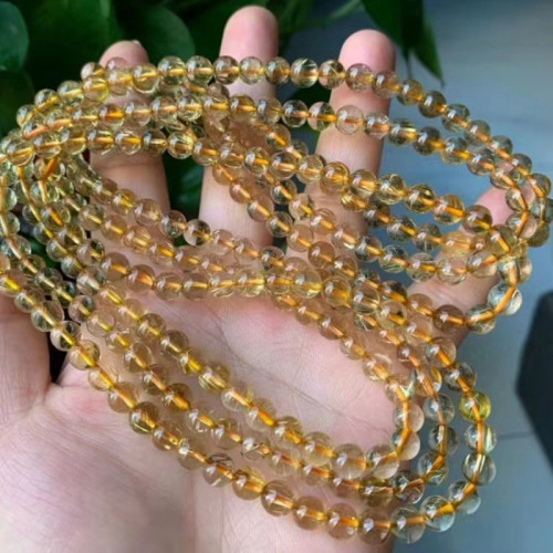 天然金髮晶手鏈多圈三層時尚水晶手串飾品禮物透絲多粗情侶手鏈女
