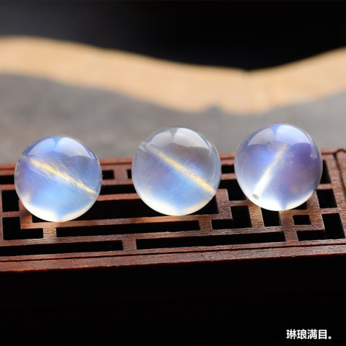 天然6A藍月光石散珠拉長石閃光散珠藍光diy配飾手鏈飾品多寶配件