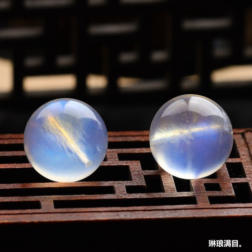 天然6A藍月光石散珠拉長石閃光散珠藍光diy配飾手鏈飾品多寶配件