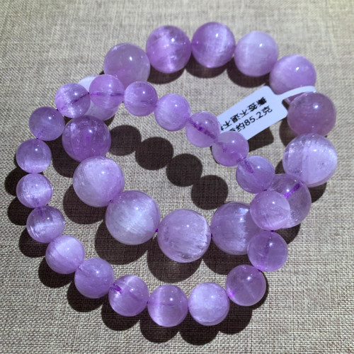 天然冰種老鑛全紫色紫鋰煇手鏈女貓眼石紫色水晶皇後手串女薰衣草