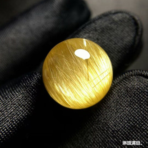 天然水晶巴西金髮晶散珠男女款鈦晶單珠情侶款招財金髮晶手鏈時尚