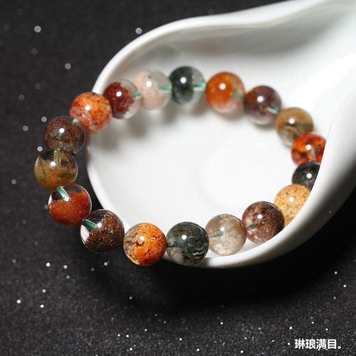 天然巴西水晶7A四季彩幽霛聚寶盆手鏈手串男女款異象水晶飾品禮物