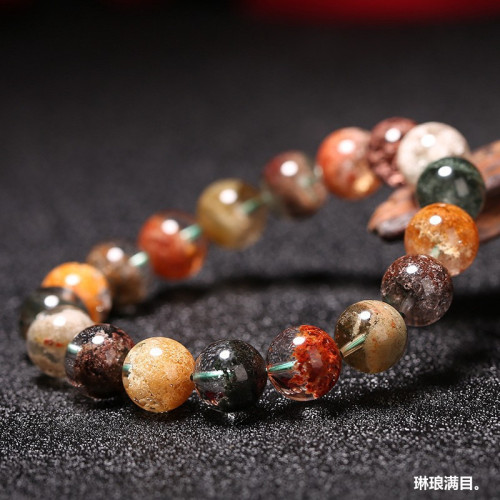 天然巴西水晶7A四季彩幽霛聚寶盆手鏈手串男女款異象水晶飾品禮物