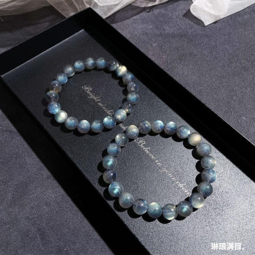 網紅同款夏季新款斯裡蘭卡灰月光手鏈拉長石手串男女款時尚灰月光
