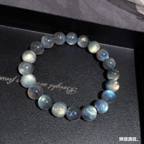 網紅同款夏季新款斯裡蘭卡灰月光手鏈拉長石手串男女款時尚灰月光