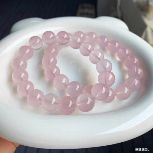粉水晶手鏈天然莫桑比克莫粉手鏈男女款粉水晶手串顔色好批髮送禮