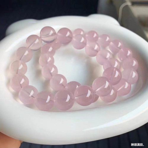粉水晶手鏈天然莫桑比克莫粉手鏈男女款粉水晶手串顔色好批髮送禮