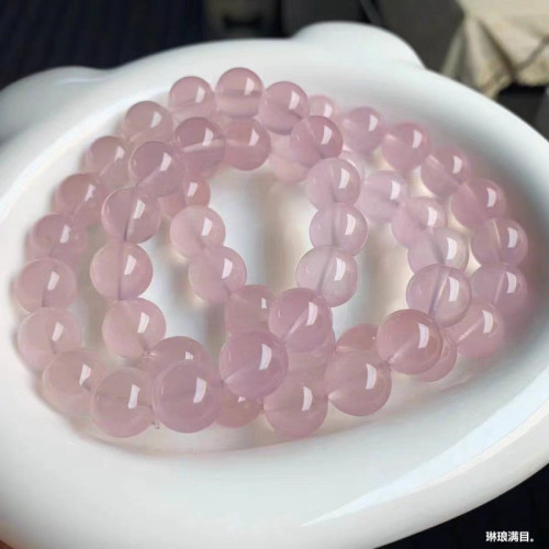 粉水晶手鏈天然莫桑比克莫粉手鏈男女款粉水晶手串顔色好批髮送禮
