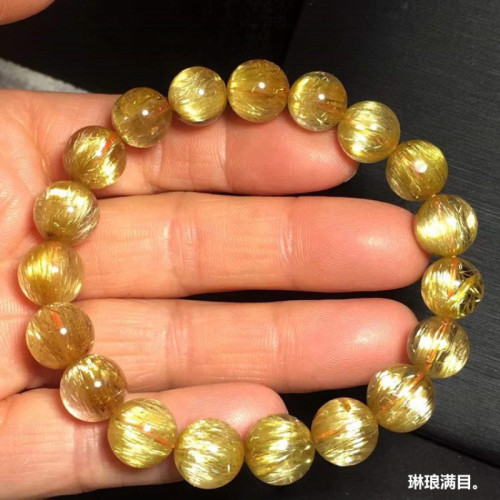 清倉天然鈦晶金髮晶單圈手鏈天然水晶飾品手鏈男女禮物手串七夕節