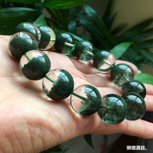 天然巴西綠幽霛手鏈男聚寶盆大顆粒手鏈鬼佬財神千層幽霛手串男女