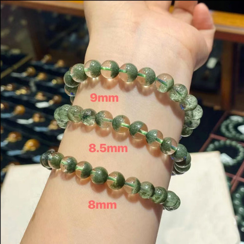 天然綠幽霛水晶手鏈男女綠水晶招財聚寶盆半盆幽霛千層滿天星手串