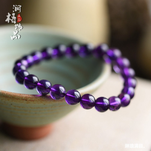 巴西天然紫水晶手鏈少女款烏拉圭紫羅蘭水晶手串首飾閨蜜禮物