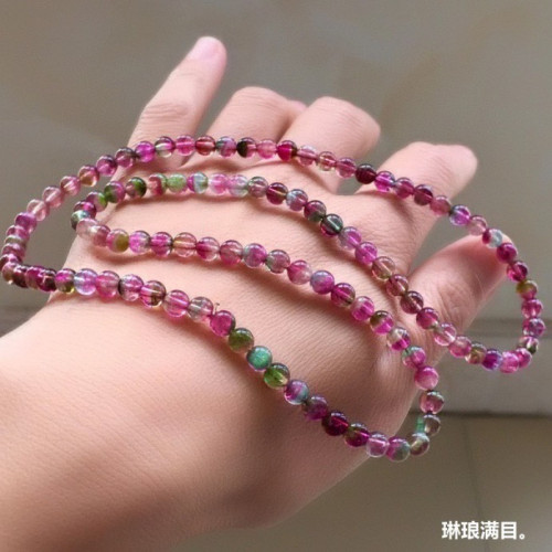碧璽彩虹手鏈女老鑛糖果單圈手串手排玻璃體馬卡龍色水晶手鏈