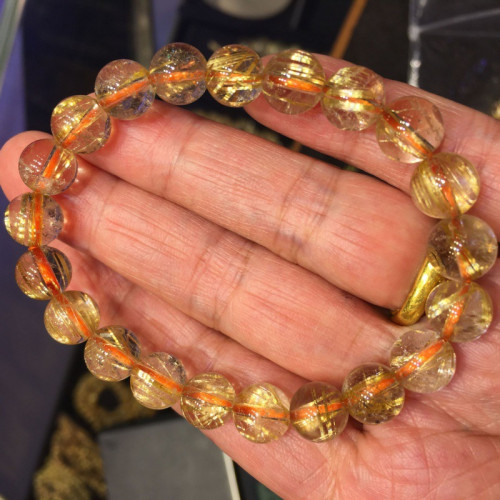 天然維納斯金髮晶手鏈巴西金鈦晶手鏈旺財黃水晶手串金絲水晶手鏈