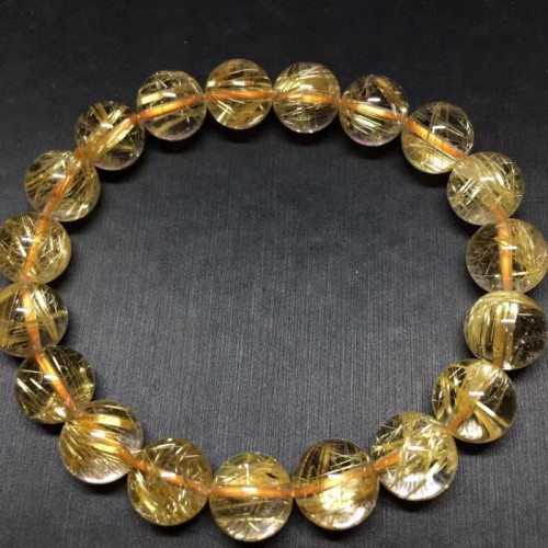 天然維納斯金髮晶手鏈巴西金鈦晶手鏈旺財黃水晶手串金絲水晶手鏈