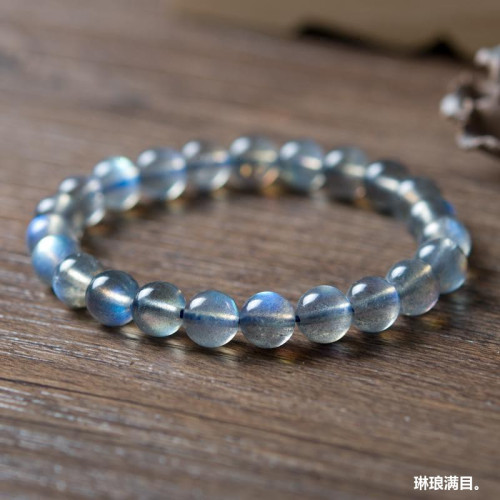 天然灰月光手鏈拉長石手鏈女款生日禮物閨蜜情侶同款罕見小衆首飾