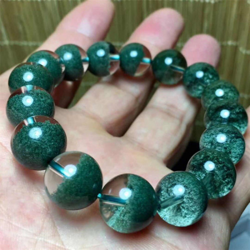 天然綠幽霛聚寶盆水晶手鏈收藏級晶體乾淨無紅招財旺事業吉物男款
