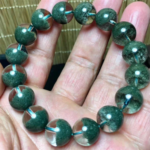 天然綠幽霛聚寶盆水晶手鏈收藏級晶體乾淨無紅招財旺事業吉物男款