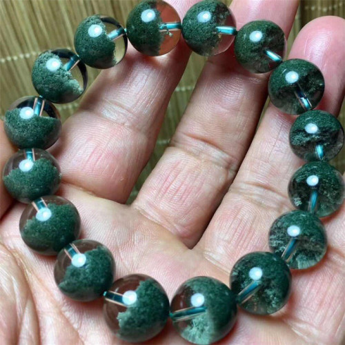 天然綠幽霛聚寶盆水晶手鏈收藏級晶體乾淨無紅招財旺事業吉物男款
