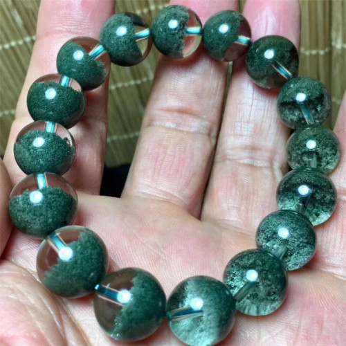 天然綠幽霛聚寶盆水晶手鏈收藏級晶體乾淨無紅招財旺事業吉物男款