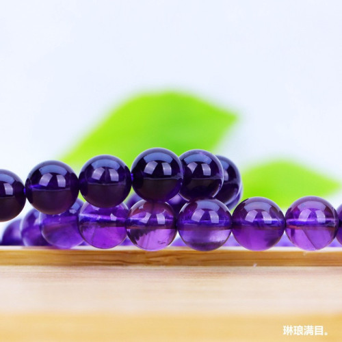 【包郵】天然紫水晶散珠手鏈巴西單圈紫水晶單珠珠子男女送禮