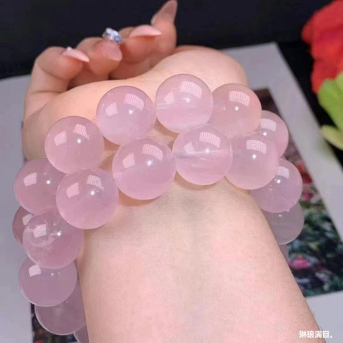 天然粉晶手鏈星光粉水晶手鏈顔色清新晶體通透粉嫩少女心手串配件