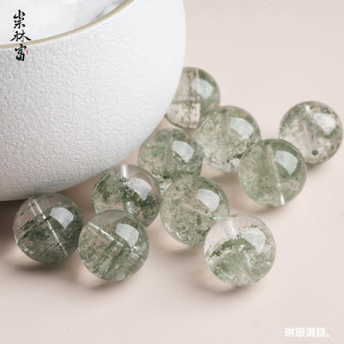 天然巴西綠幽霛滿天星散珠千層水晶手鏈編制手工單珠子男女招財珠
